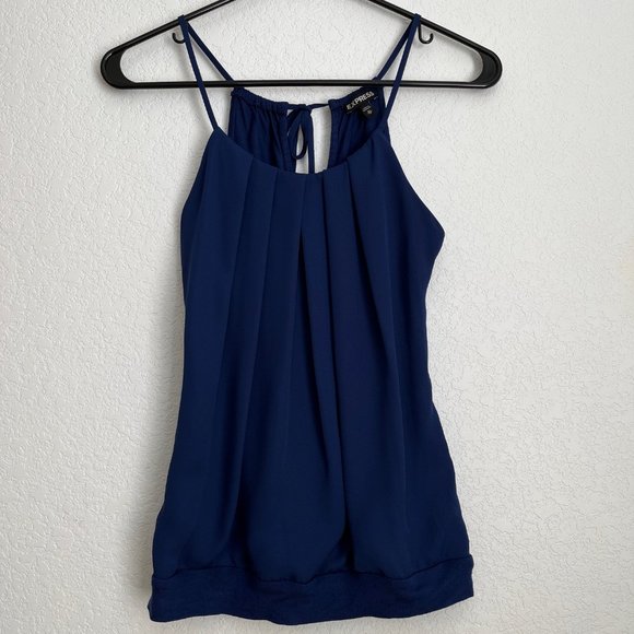 Express Dressy Halter Tank, Navy, Size XS - Picture 1 of 7